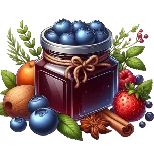 Jar of Blueberry Jam with Mixed Berries and Spices