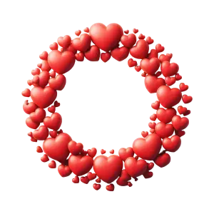 Circular Red Heart Wreath