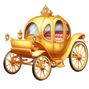 Golden Vintage Royal Carriage with Pink Upholstery