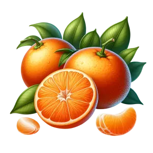 Realistic Tangerines with Leaves and Segments