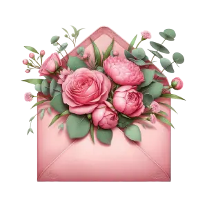 Pink Floral Bouquet in Pink Envelope