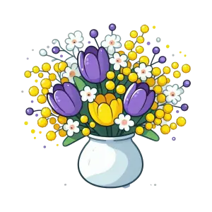 Colorful Bouquet of Tulips and Daisies in Vase