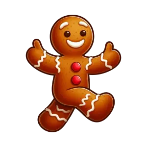 Happy Gingerbread Man Character with Icing Decoration