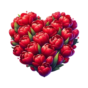 Heart Shape Made of Red Tulip Flowers