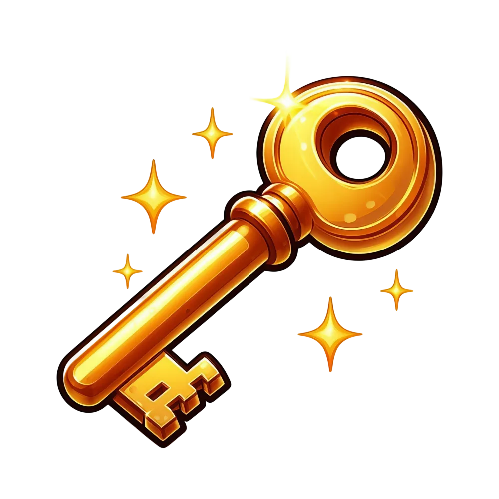 Shiny Golden Vintage Key with Sparkles