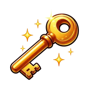 Shiny Golden Vintage Key with Sparkles