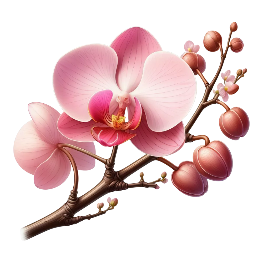 Pink Orchid Flower Branch with Buds