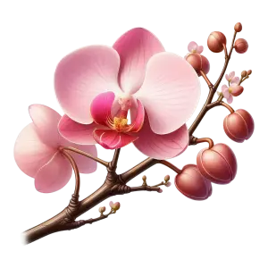 Pink Orchid Flower Branch with Buds