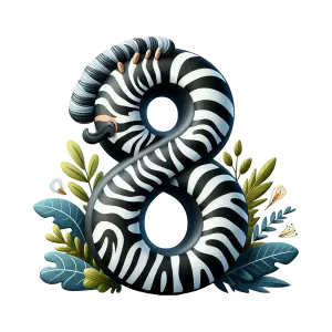 Zebra Pattern Number Eight with Floral Decoration