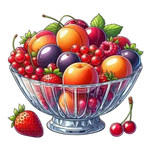 Colorful Mixed Fruits in Crystal Bowl Illustration