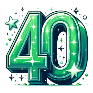 Shiny Green Number 40 with Stars