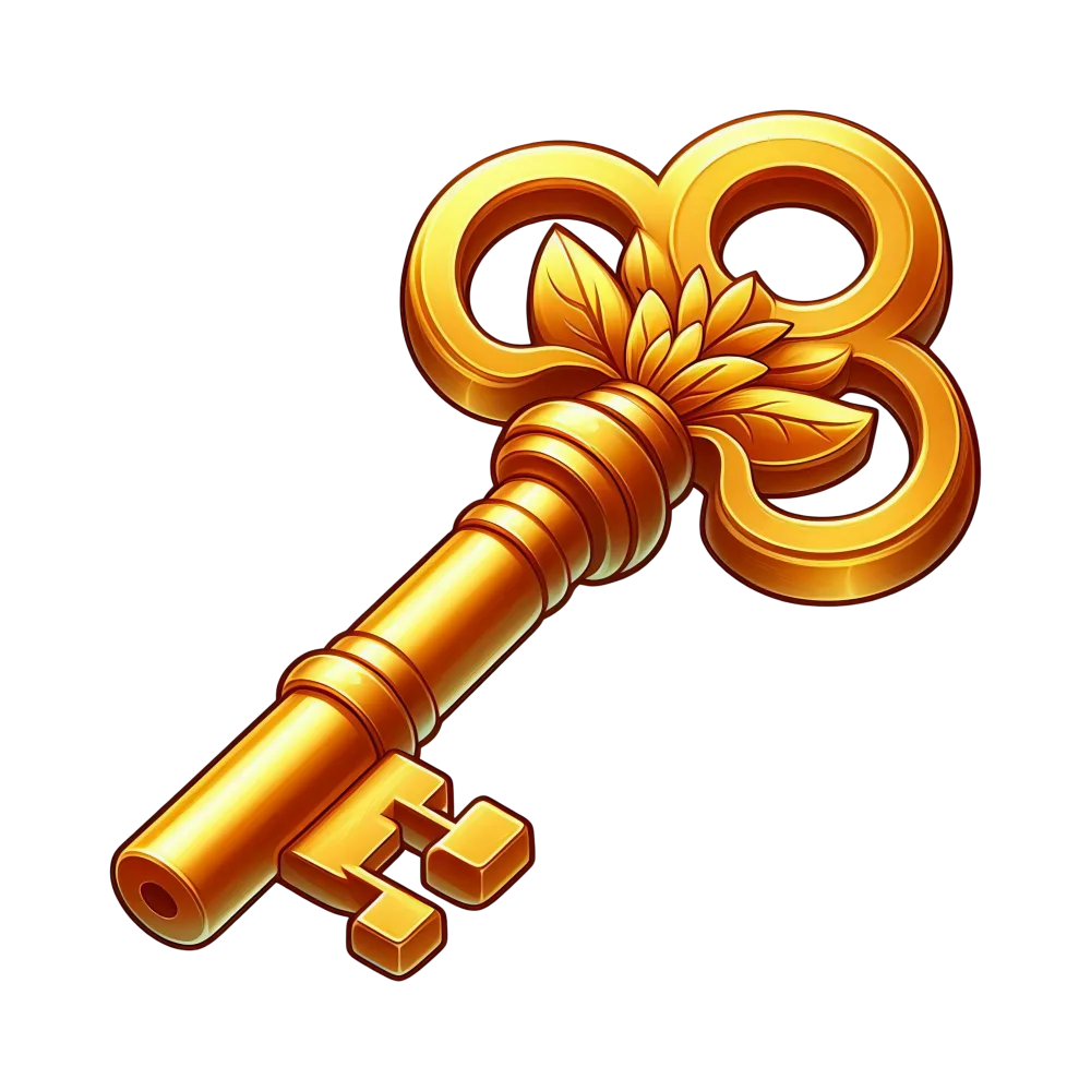 Ornate Golden Vintage Key with Leaf Design