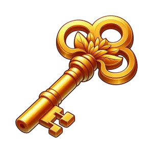 Ornate Golden Vintage Key with Leaf Design