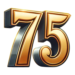 Golden 75 Number Illustration with Metallic Shine