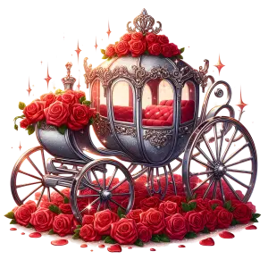 Ornate Fairy Tale Carriage Decorated with Red Roses