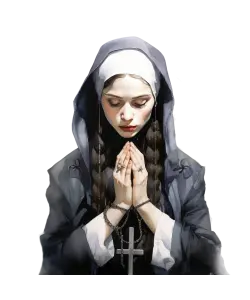 Praying Woman in Hood with Cross Necklace