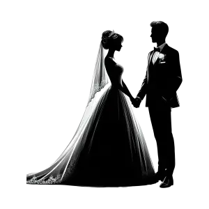 Silhouetted Bride and Groom Wedding Couple