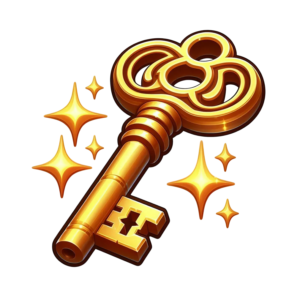 Golden Vintage Skeleton Key with Sparkles