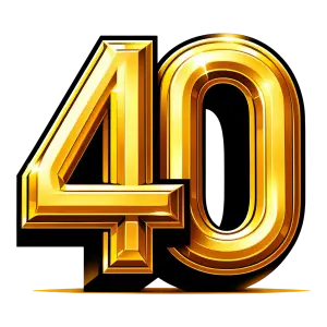 Golden Number 40 with Shiny Metallic Effect