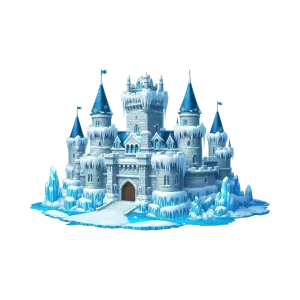Fantasy Ice Castle with Snow and Icicles
