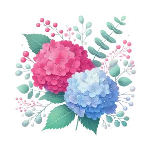 Hydrangea Flower Bouquet with Pink and Blue Blooms