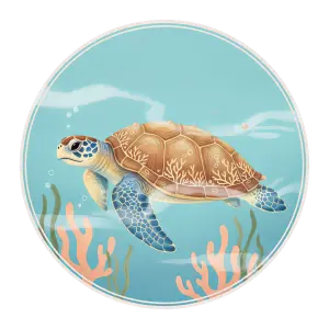 Illustration of Sea Turtle Swimming Underwater