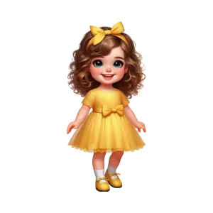Cute little girl in yellow dress with bow