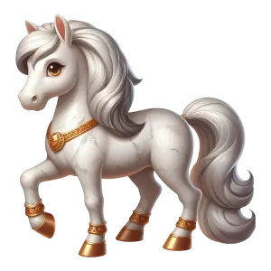 White Fantasy Marble Horse Figurine with Gold Accents