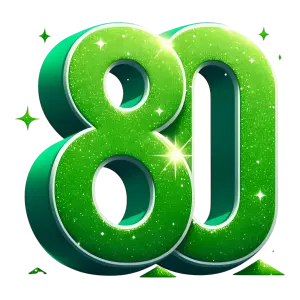 Glittery Green Number 80
