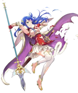 Female Anime Warrior with Blue Hair and Magical Staff