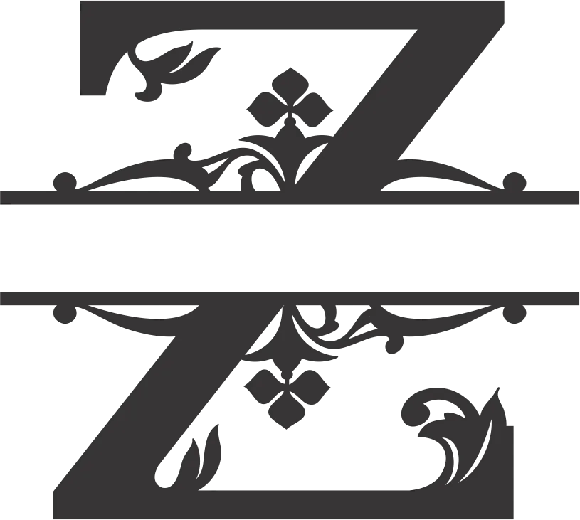 Black and White Floral Letter Z Design