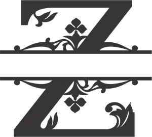 Black and White Floral Letter Z Design