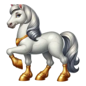Illustrated White Horse with Golden Armor