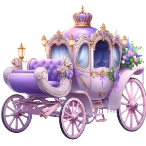 Elegant Purple Princess Carriage with Floral Decorations