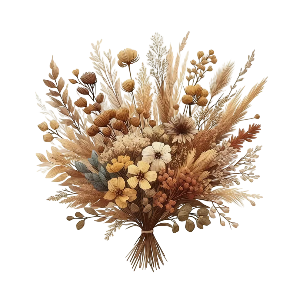 Bouquet of Dried Flowers and Grasses