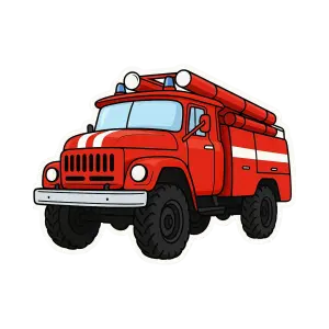 Red Cartoon Fire Truck Illustration