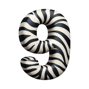Zebra Print 3D Number 9