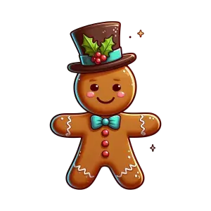 Cute Gingerbread Man with Top Hat and Bow Tie