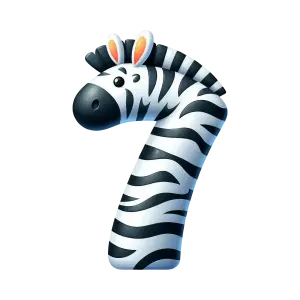 Zebra Number Seven Cartoon Illustration