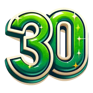 Shiny Green 3D Number 30