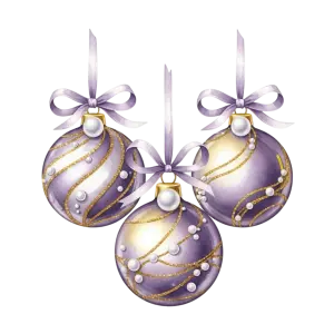 Purple and Gold Christmas Ornaments with Ribbon Bows