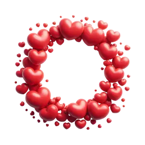 3D Red Heart Wreath Frame