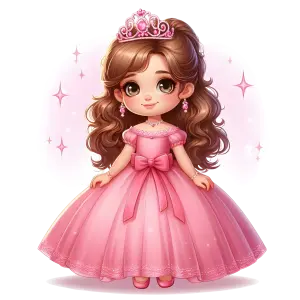 Cute Little Princess in Pink Gown with Tiara