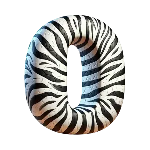 Number Zero with Zebra Print Tire Texture