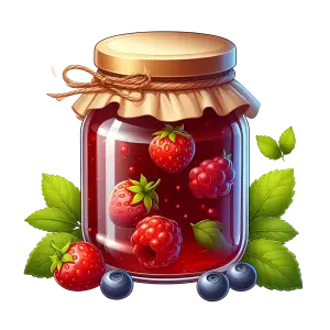 Jar of Mixed Berry Jam with Strawberries, Raspberries, and Blueberries