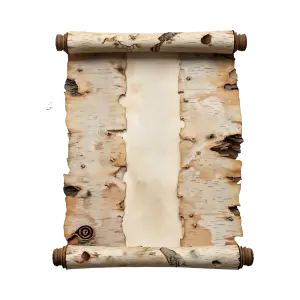 Aged Birch Bark Scroll with Blank Center