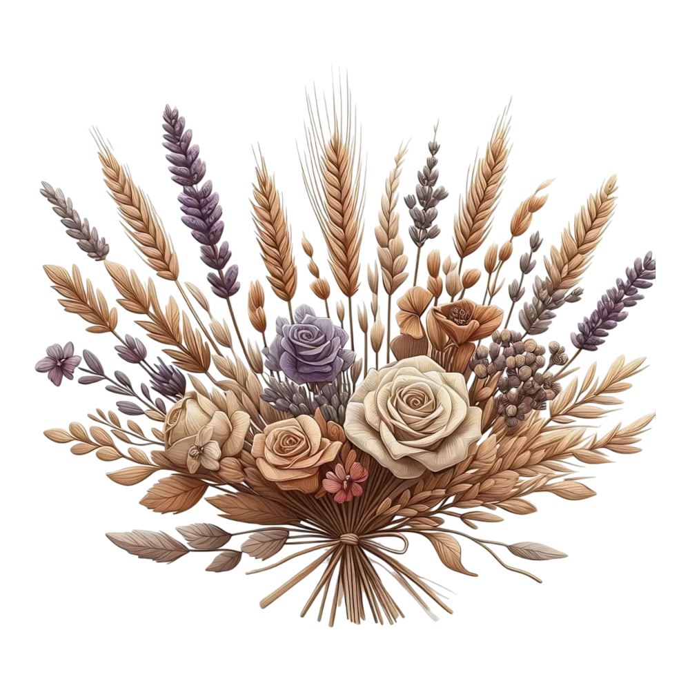 Rustic Dried Flower and Wheat Bouquet Arrangement