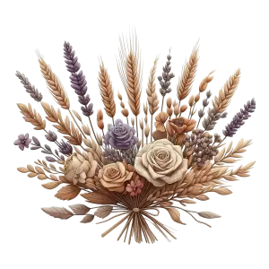 Rustic Dried Flower and Wheat Bouquet Arrangement