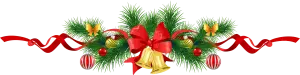 Christmas Garland with Red Ribbon Bow, Bells, and Ornament Decorations