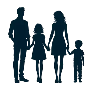 Silhouette of Family Holding Hands
